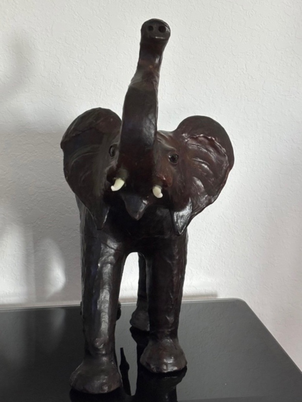Vintage Leather Elephant Figurine